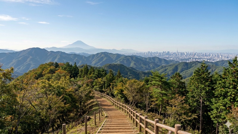 関東近郊の山から見える都心方面の眺望
