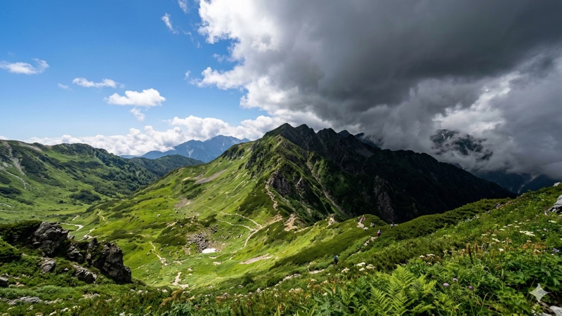 山の天気が急変する様子と雲の変化